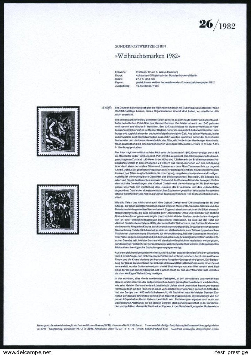 BERLIN 1982 (Nov.) 50 + 20 Pf. Weihnachten = Petri-Altarbild, Meister Bertram V. Minden Mit Amtl. Handstempel  "M U S T  - Other & Unclassified