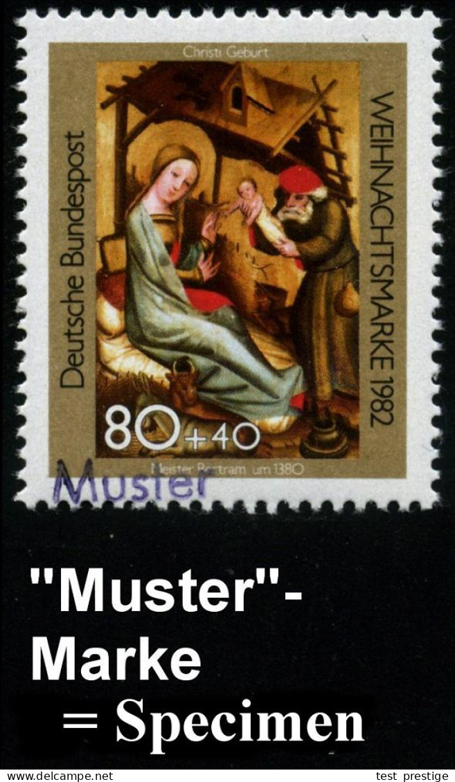 B.R.D. 1982 (Nov.) 80 + 40 Pf. Weihnachten = "Geburt Christi" (Meister Betram V. Minden) Mir Amtl. Handstempel  "M U S T - Sonstige & Ohne Zuordnung