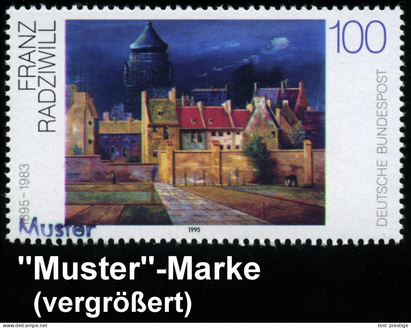 B.R.D. 1995 (Jan.) "Deutsche Malerei 20. Jhdt.", Kompl. Satz = 100 Pf. F. Radziwil ("Wasserturm Bremen") 200 Pf. G. Schr - Autres & Non Classés