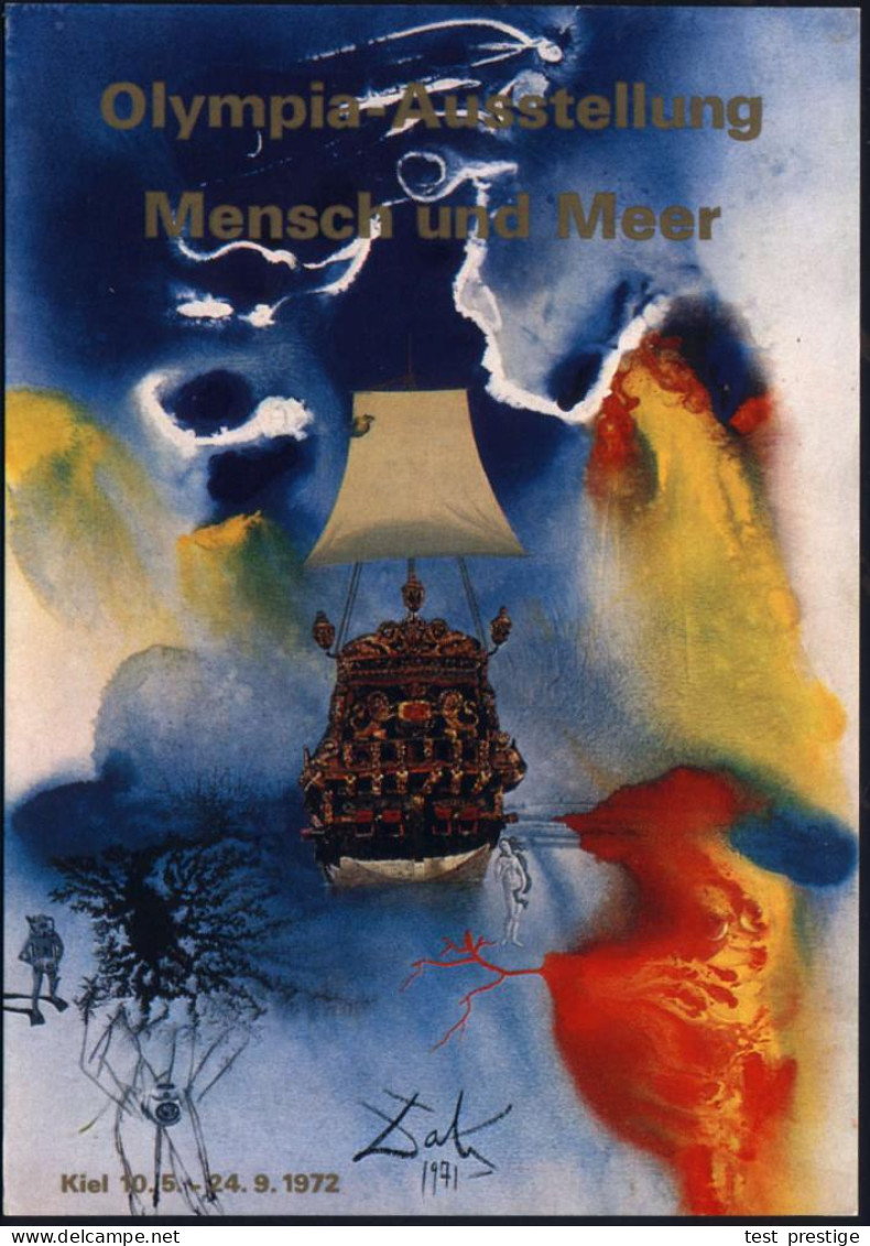 Kiel 1972 (22.6.) PP 30 Pf. Bauwerke, Rot: Olympia-Ausstellung "Mensch U. Meer" = Olympia-Plakat Von Salvador  D A L I   - Other & Unclassified