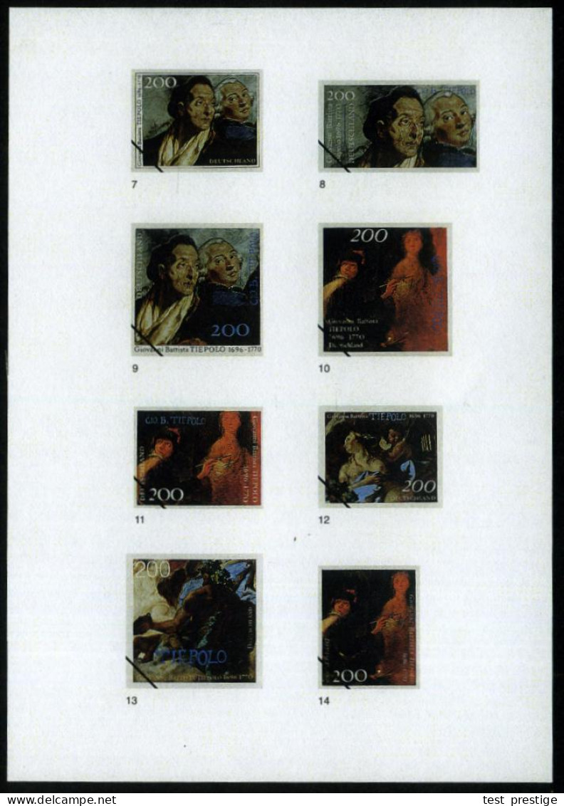 B.R.D. 1996 (Jan.) 200 Pf.  "300. Geburtstag G. B. Tiepolo", 25 Verschied. Color-Alternativ-Entwürfe D. Bundesdruckerei  - Autres & Non Classés