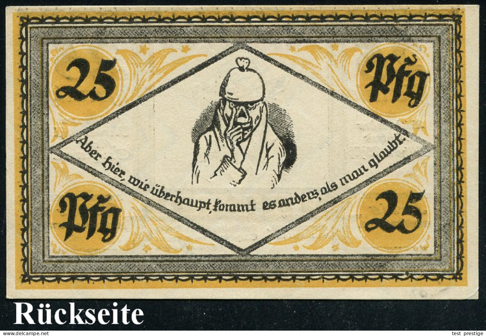 Stolzenau 1921 (Apr.) Infla-Notgeldschein 25 Pf. Mit Portrait Von Wilh. Busch (Selbstportrait Etc.) Bankfrisch - DEUTSCH - Schrijvers