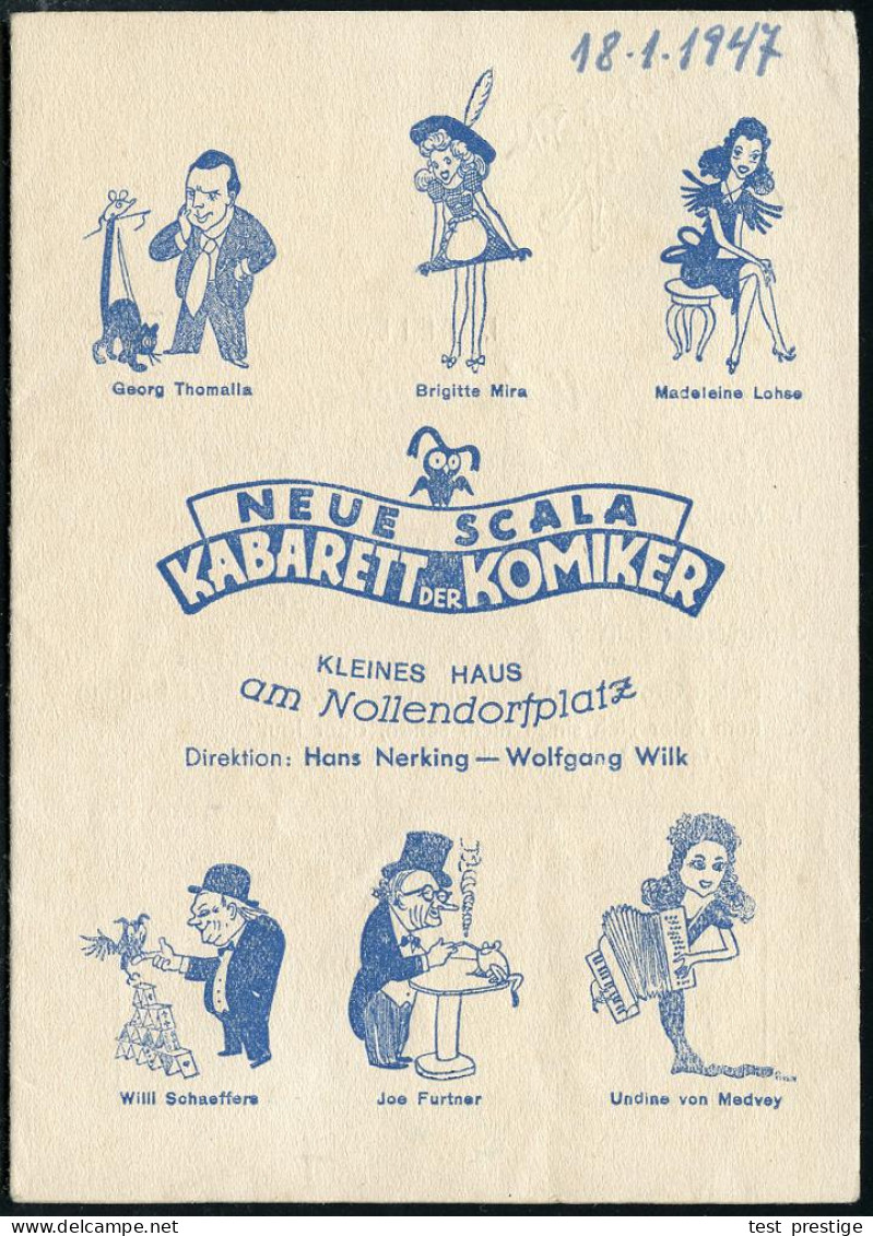 Berlin-Schöneberg 1947 (18.1.) Programm "Neue Scala" Am Nollendorfplatz "KABARETT DER KOMIKER", 8 Seiten Mit 9 Karrikatu - Théâtre