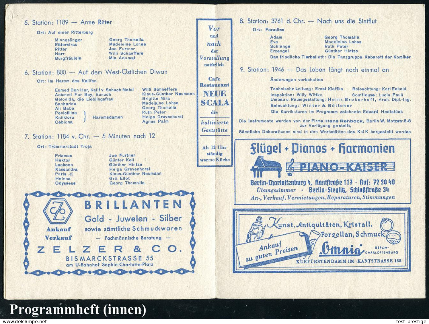 Berlin-Schöneberg 1947 (18.1.) Programm "Neue Scala" Am Nollendorfplatz "KABARETT DER KOMIKER", 8 Seiten Mit 9 Karrikatu - Théâtre