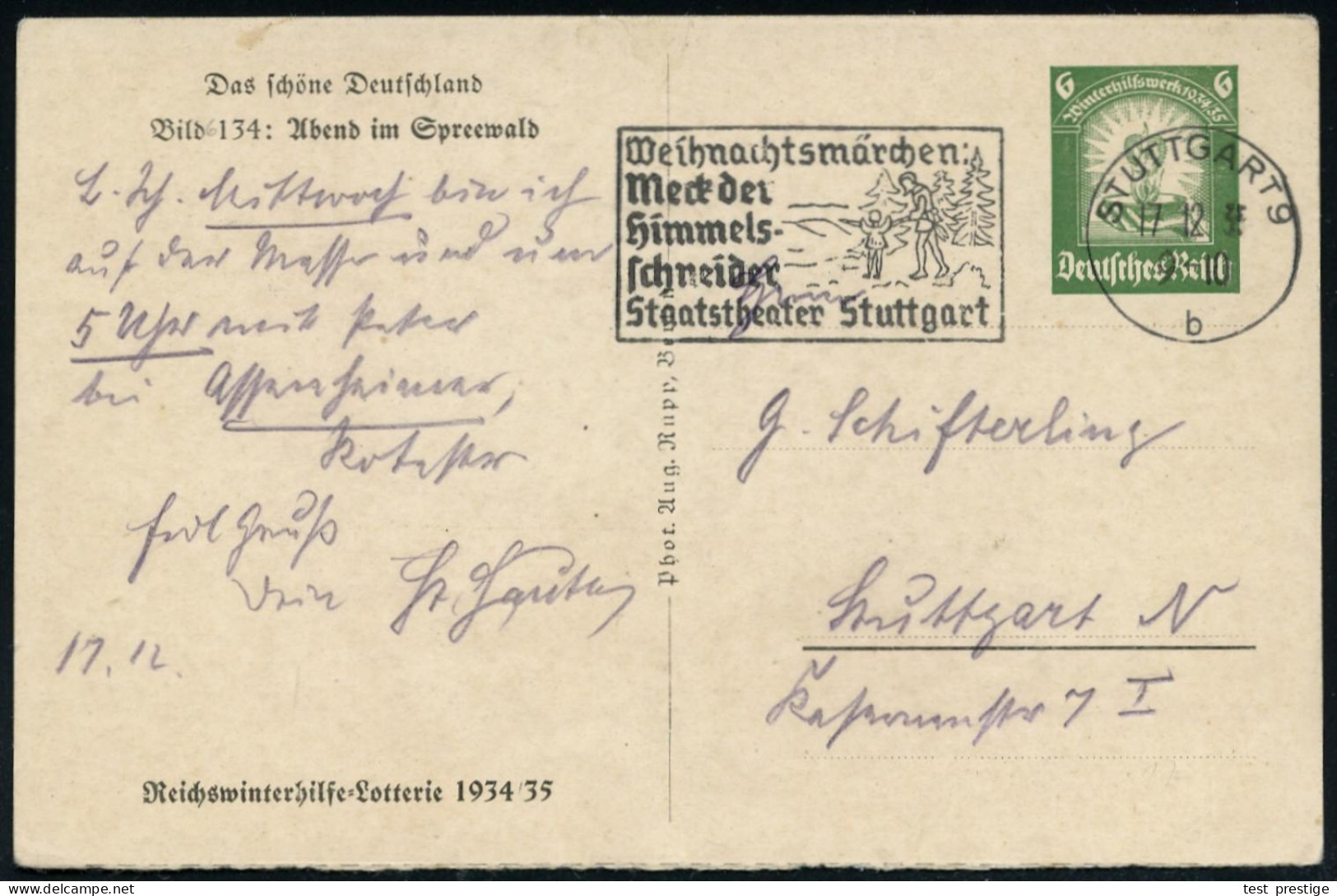 STUTTGART 9/ B/ Weihnachtsmärchen/ Meck Der/ Himmels-/ Schneider/ Staatstheater.. 1935 (17.12.) Seltener MWSt (Mann U. K - Schriftsteller