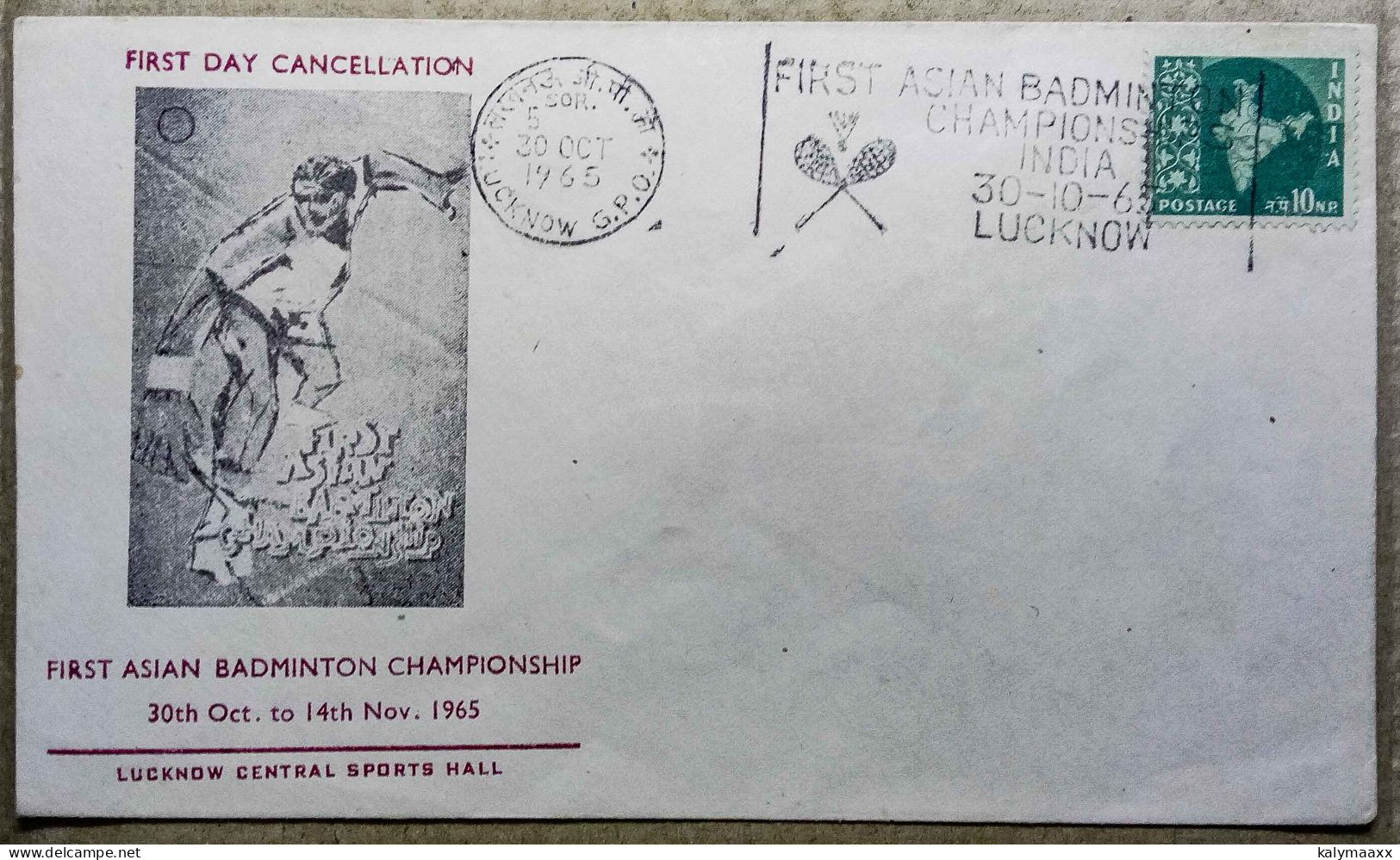 INDIA 1965 FIRST ASIAN BADMINTON CHAMPIONSHIP INDIA....SPECIAL COVER, LUCKNOW CANCELLATION - Bádminton