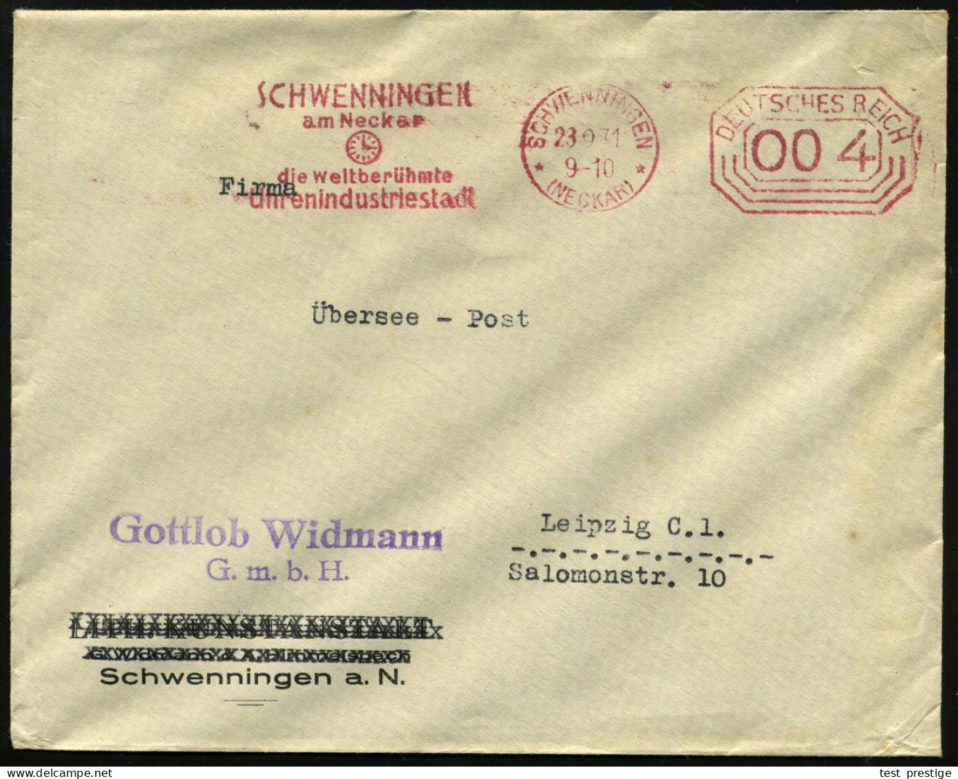 SCHWENNINGEN/ (NECKAR)/ ..die Weltberühmte/ Uhrenindustriestadt/ DEUTSCHES REICH 1931 (23.9.) Seltener PFS 004 Pf. Achte - Clocks