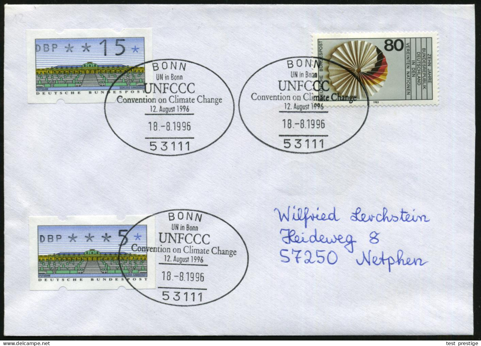 53111 BONN/ ..UNFCCC/ Convention On Climate Change 1996 (18.8.) SSt 3x Klar Auf Inl.-Bf. (= Klima-Konvention!) - METEORO - Clima & Meteorología