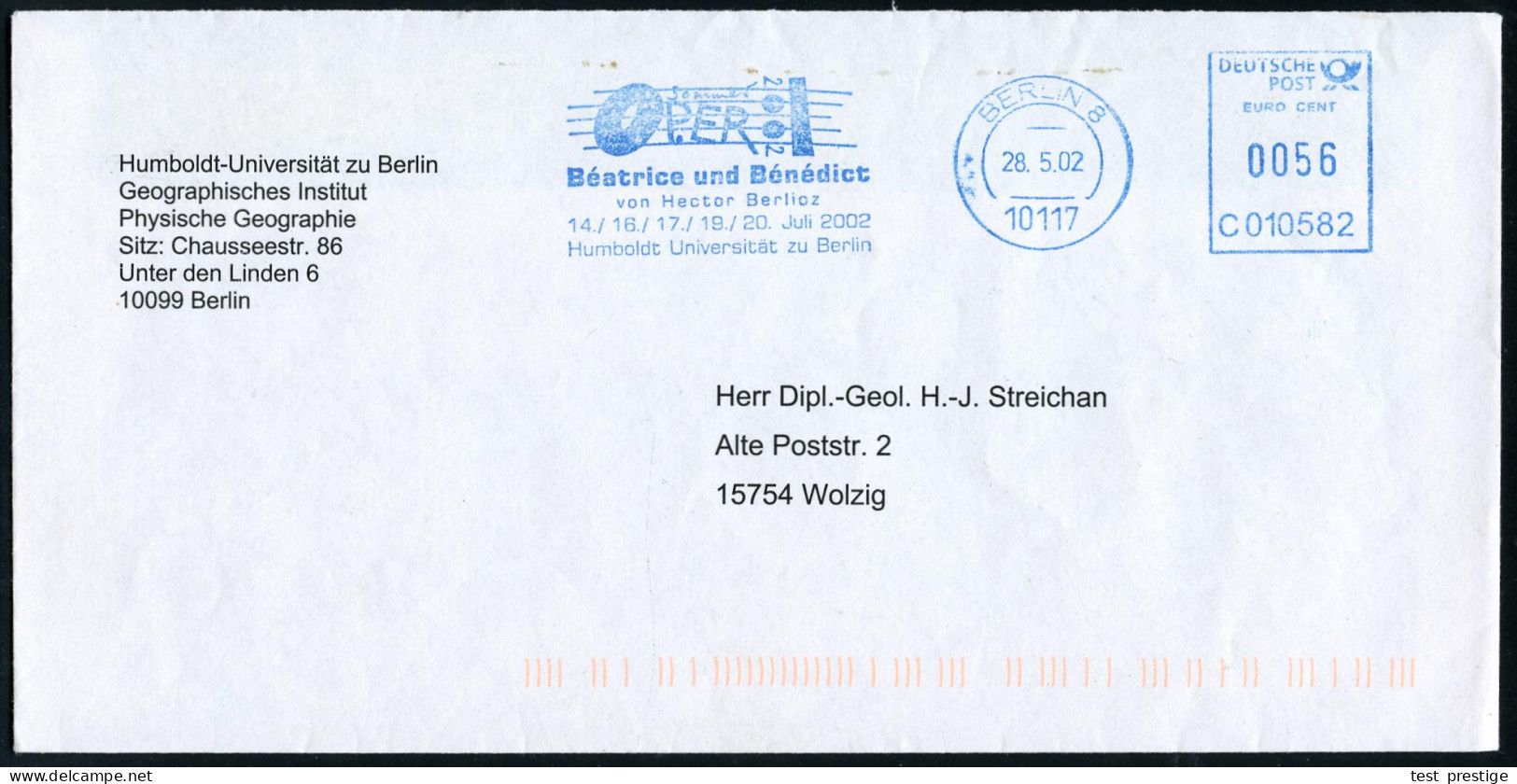 10117 BERLIN 8/ Sommer/ OPER 2002/ Béatrice U.Bénédict/ Von Hector Berlioz/ ..Humboldt-Universität 2002 (28.5.) Seltener - Music