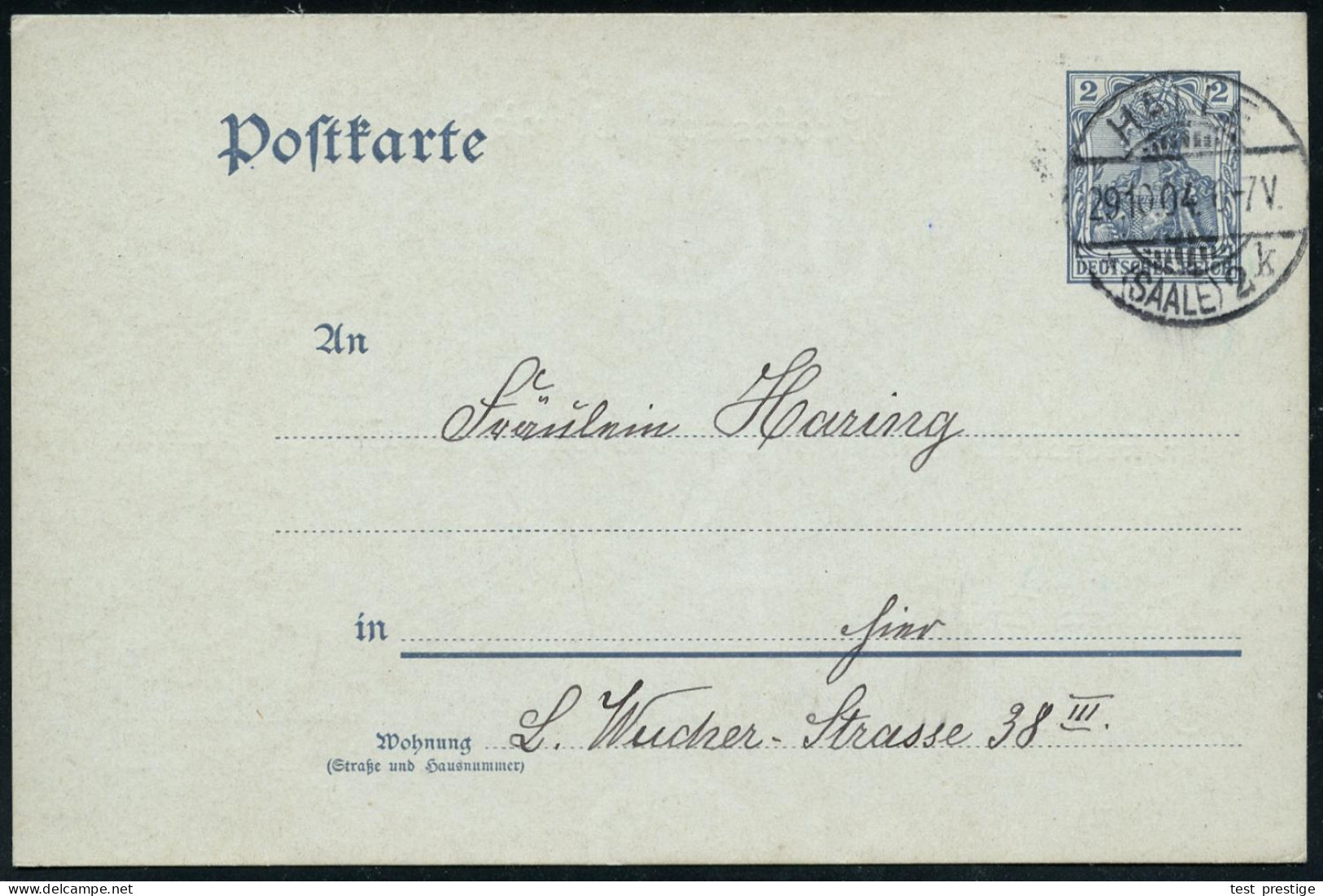 HALLE/ *(SAALE)2/ K 1904 (29.10.) 1K-Gitter Auf Orts-P 2 Pf. Germania M. Zudruck: Professor Reubke...Sing=Akademie , Ein - Música