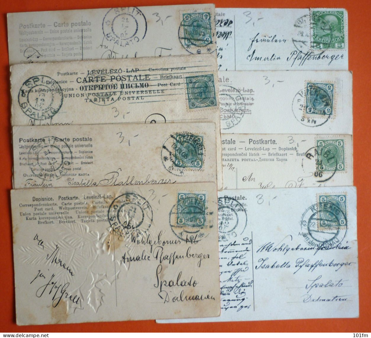 LOT 7 OLD GREETINGS POSTCARDS, ALL USED WITH STAMPS, EXCELLENT CONDITION - Collections & Lots