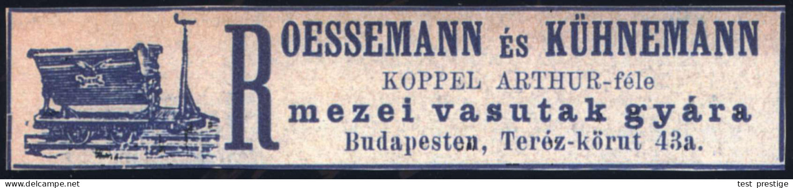 UNGARN 1892 Anzeigen-AP 2 F. Blau: STERNBERG.. Instrumente = Violine U.a. Reklame (Abb.: Feldbahn-Lore) Ungebr., Sehr Se - Musik