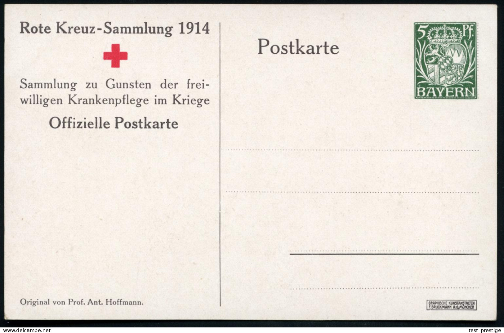 BAYERN 1914 5 Pf. Hupp-Wappen, Grün: R.K-Sammlung 1914: Pferde-Wagen, Lazarettzug Mit Dampflok, RK-Flagge Etc. (Verwunde - Red Cross