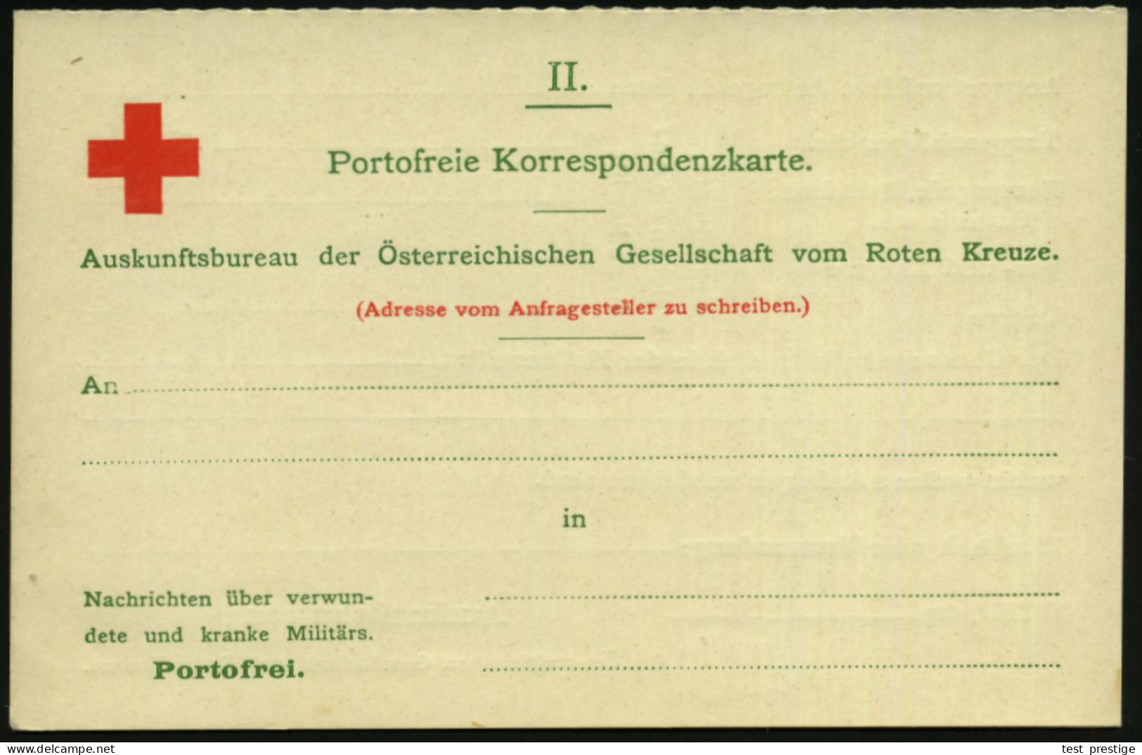 ÖSTERREICH 1914 5 H. Sonder-P. KFJ-Jubil., Grün: Auskunftsbureau Der Österr. Gesellschaft Vom Roten Kreuze Wien.. Kriegs - Cruz Roja