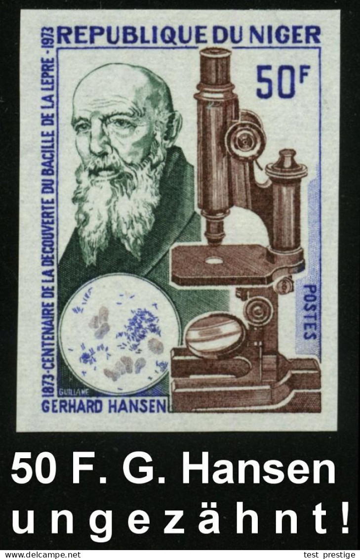 NIGER 1973 50 F. "100 Jahre Entdecker Des Lepra-Bazillus Durch Gerhard Hansen" (norweg. Arzt , Zoologe U. Biologe, 1841- - Medicine