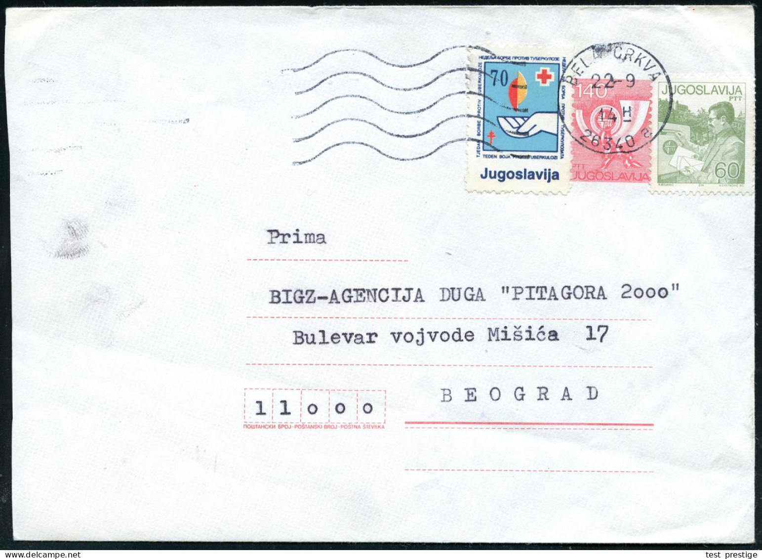 JUGOSLAWIEN 1988 (22.9.) 70 Din. Rotkreuz-Tbc-Zwangszuschlag,  N U R  Für Bosnien-Herzegowina ! = Höchstwert! Auf U 140  - Krankheiten