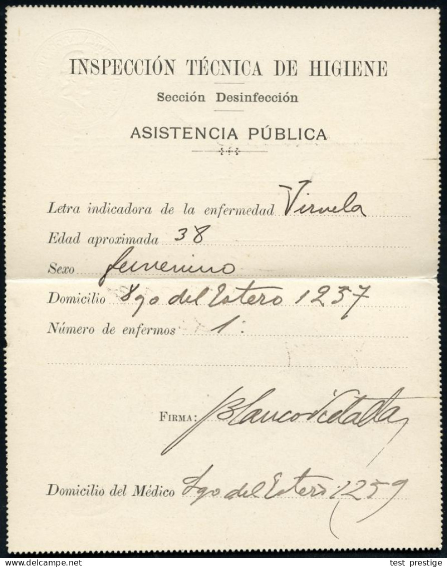 ARGENTINIEN 1901 (Mai) 4 C. Kartenbf. Libertas, Grau + Zudruck: INSPECCION TECNICA DE HIGIENE/Seccion Desinfeccion.. CAP - Disease