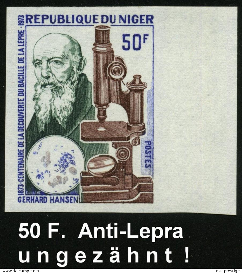 NIGER 1973 50 F. "100 Jahre Entdeckung Des Lepra-Erregers", Gerhard Hansen (= Arzt, Biologe, Zoologe)  U N G E Z .  Rand - Krankheiten