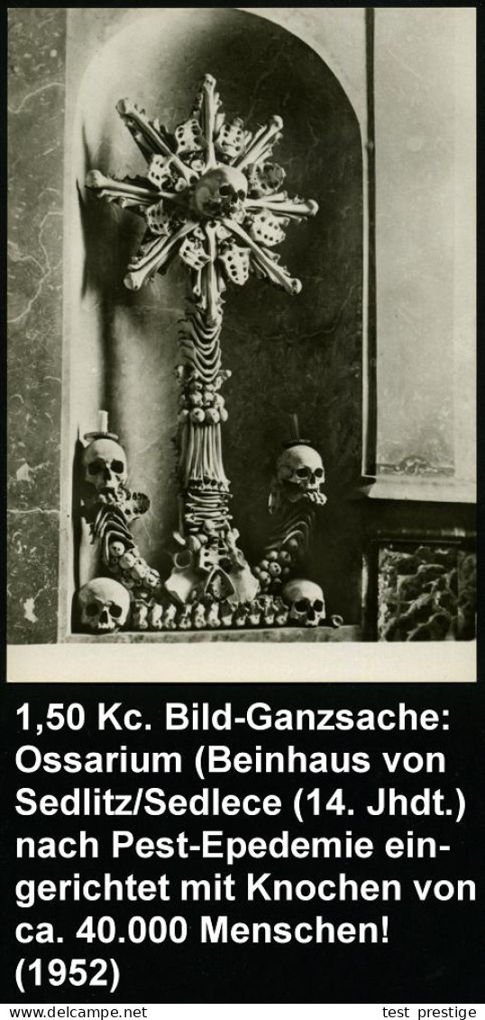 TSCHECHOSLOWAKEI 1952 1,50 Kc. BiP Gottwald, Braun: Sedlec (Sedlitz) Ossarium (Beinhaus) Mit Schädel- U. Knochen-Skulptu - Disease