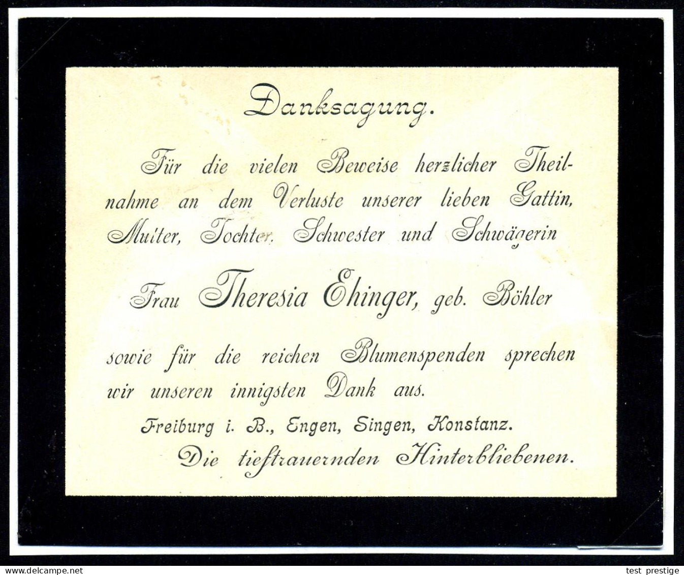 FREIBURG/ *(BREISGAU)1/ A 1899 (6.6.) 1K-Gitter Auf EF 5 Pf. Krone, Rotbraun, Kleiner Trauer-Bf. + Inhalt: Kondolenz-Dan - Medicine