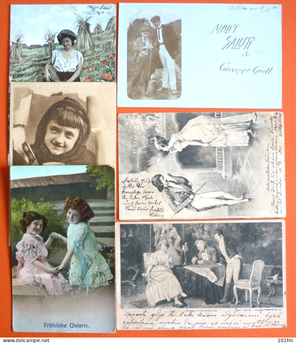 LOT 6 OLD GREETINGS POSTCARDS, ALL USED WITH STAMPS, EXCELLENT CONDITION - Sammlungen & Sammellose