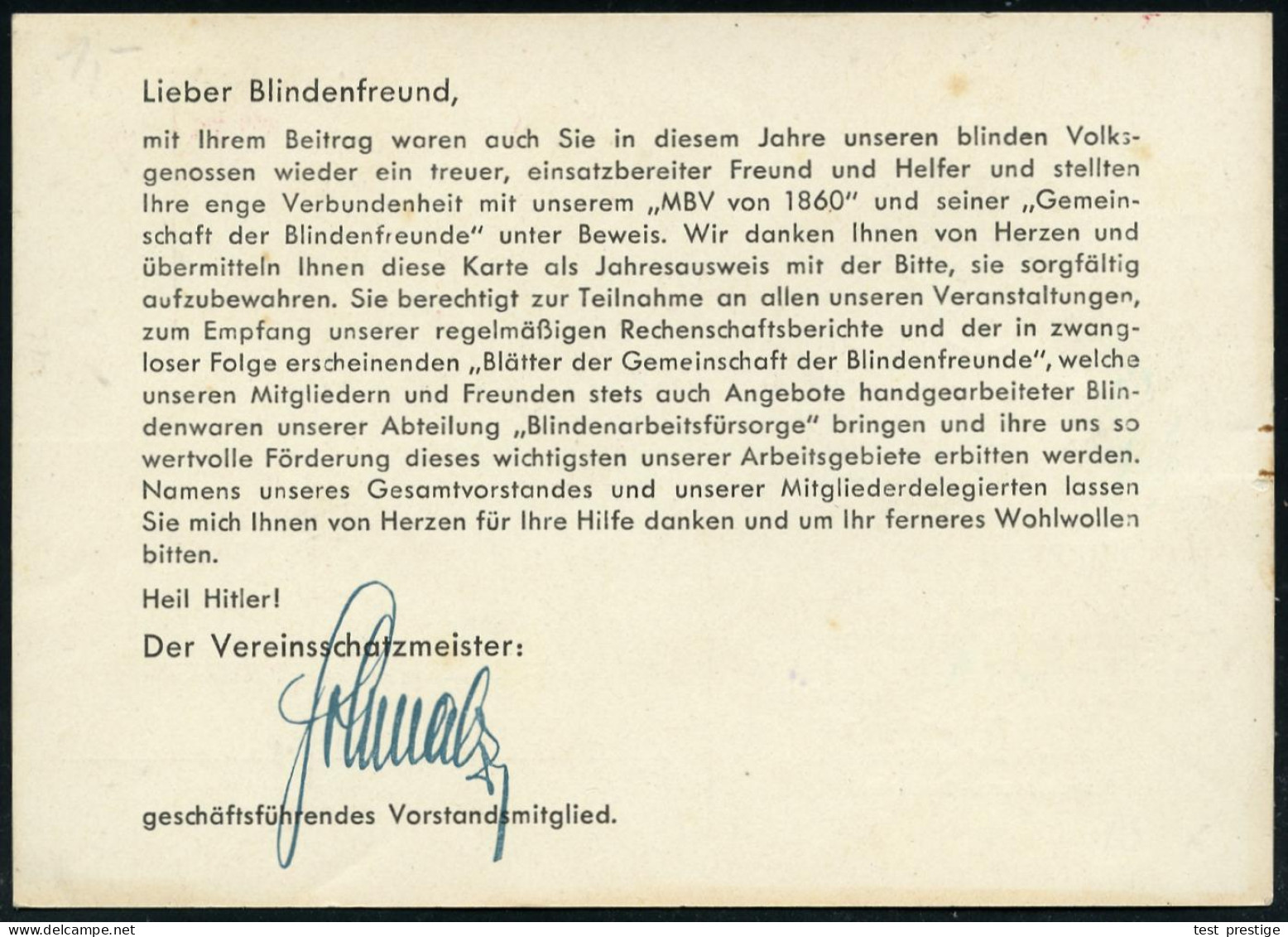 BERLIN SO/ 36/ MBV/ Du Hast Dein Augenlicht!/ Vergiß Die Blinden Nicht! 1939 (15.2.) AFS Francotyp = M Oon'scher Blinden - Maladies