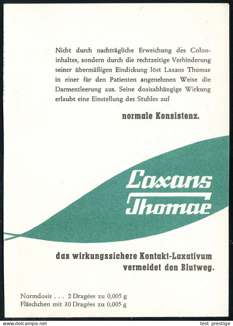 (14b) BIBERACH (RISS)/ Thomae 1953 (Juni) AFS Auf Grüner (halber) Monochromer Reklame-Kt.: Laxans Thomae.. (Firmen-Logo) - Pharmazie