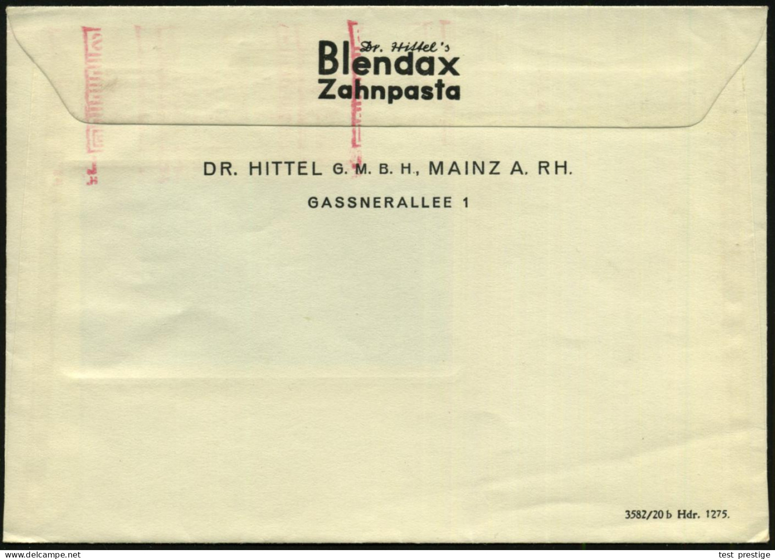 MAINZ/ 3/ Blendea/ Haut-Creme/ DR.HITTEL 1936 (5.3.) AFS Francotyp (= Dose Hautcreme) Rs. Abs.-Vordruck: Dr. Hittel's Bl - Usados