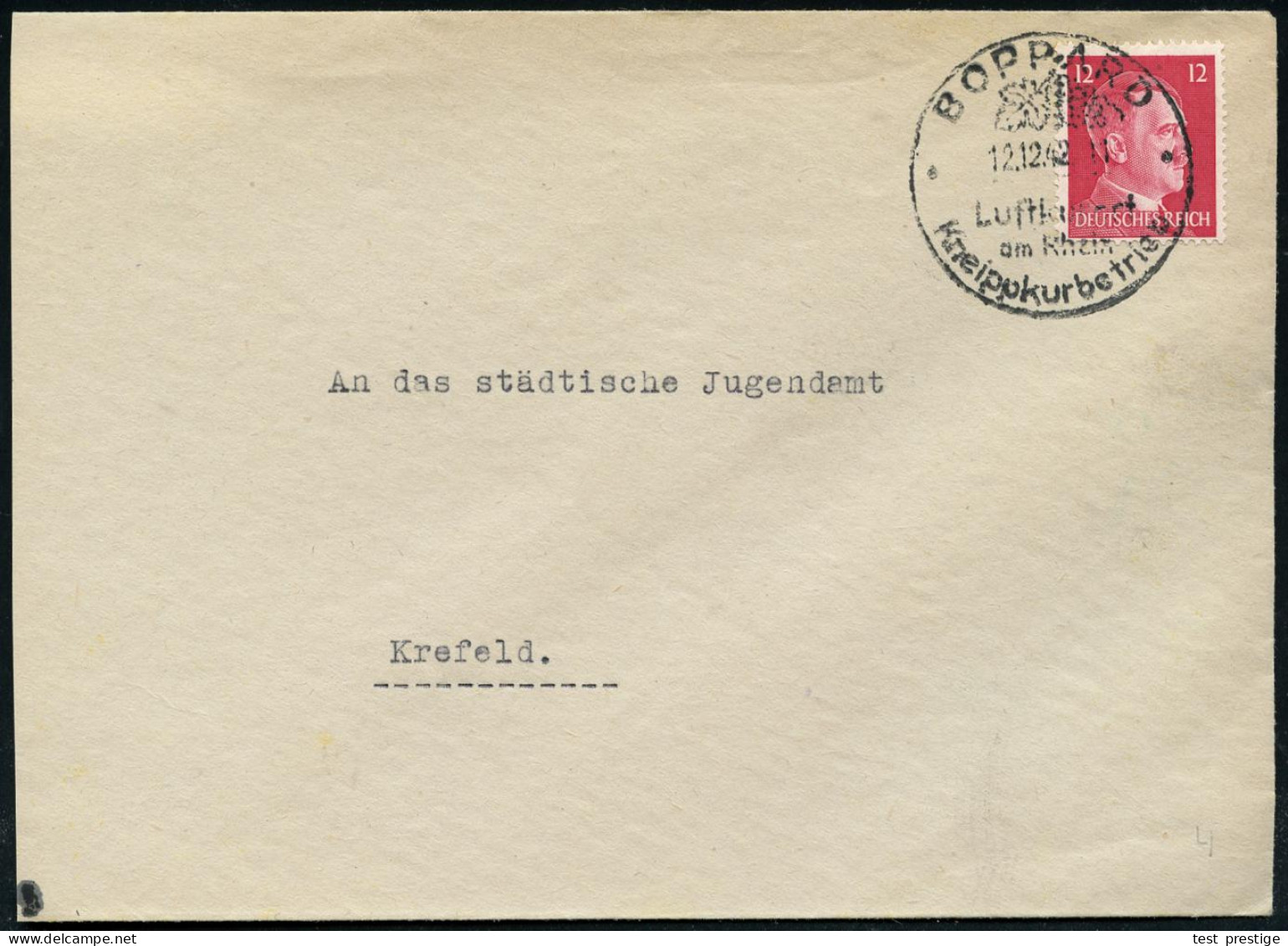 BOPPARD/ Luftkurort/ Am Rhein/ Kneippkurbetrieb 1942 (12.12.) Seltener HWSt (Weinblatt) Fernbf. (Bo.4) - SEBASTIAN KNEIP - Medicine