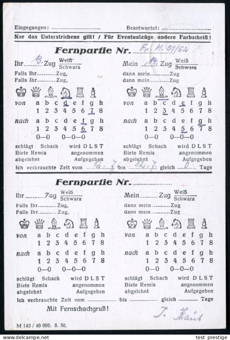 (10a) DRESDEN A 28 1951 (16.4.) 2K-Steg Auf Vordruck-Kt.: Deutsche Schachblätter, Zeitschrift Für Alle Schachfreunde.. , - Chess