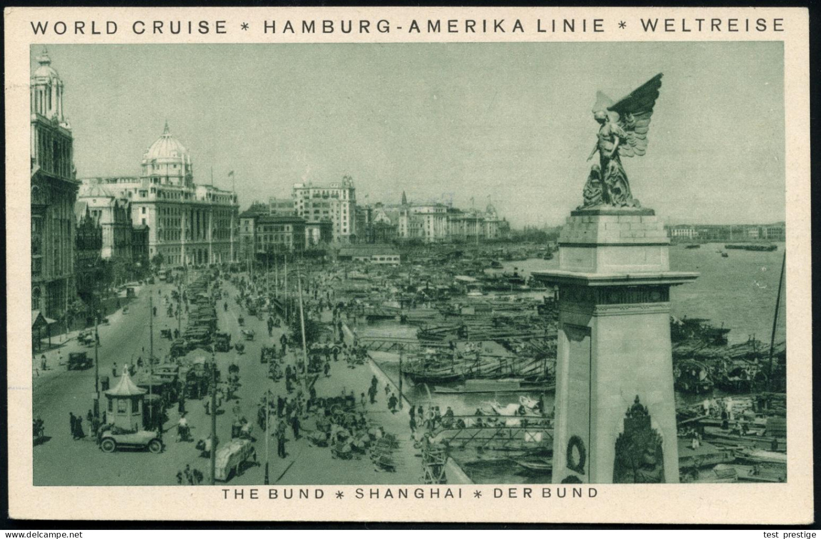 HAMBURG/ 1/ HAMBURG-AMERIKA LINIE/ NORDLANDFAHRTEN 1929 (6.4.) AFS Francotyp (Ozeandampfer) Auf Grüner Telegramm-Ak: Hap - Marítimo