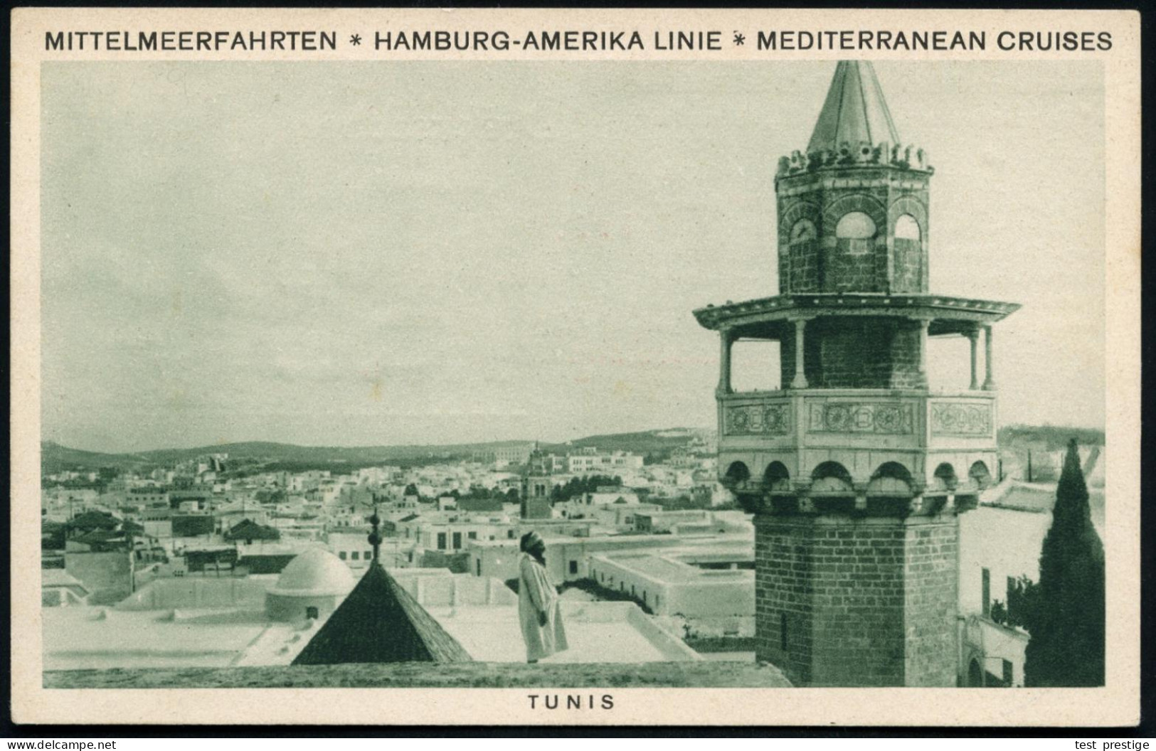 HAMBURG/ 1/ HAMBURG-AMERIKA LINIE/ MITTELMEER-U.ORIENTFAHRTEN 1934 (2.5.) AFS Francotyp Auf Grüner Telegramm-Ak.: Hapag- - Schiffahrt
