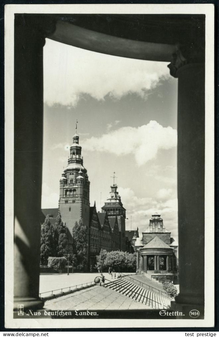 STETTIN 1/ B 1933 (30.8.) 1K-Brücke + Blauer 2K-HdN: Salonschnelldampfer/"Rugard"/Auf Hoher See , Klar Gest., Nachgesand - Maritime