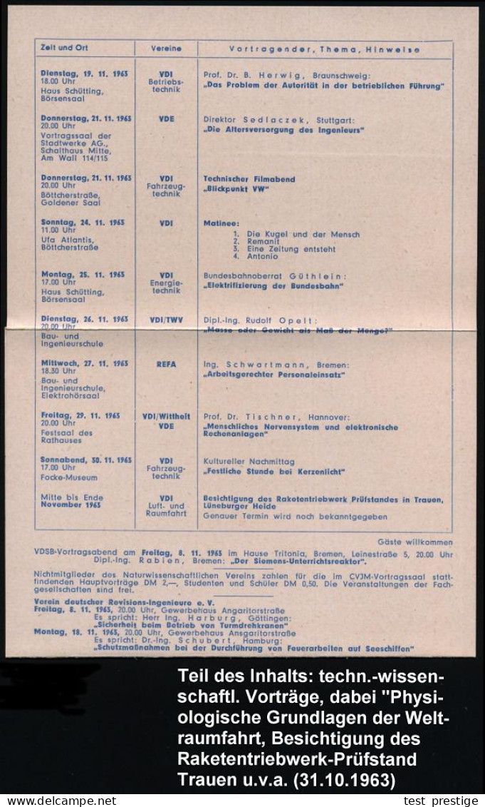 28 BREMEN 22/ ATLAS/ WERKE 1963 (31.10.) AFS = Schiffsschraube (Firmen-Logo) Klar Auf Firmen-Klappkt.: VDJ Verein Deutsc - Schiffahrt