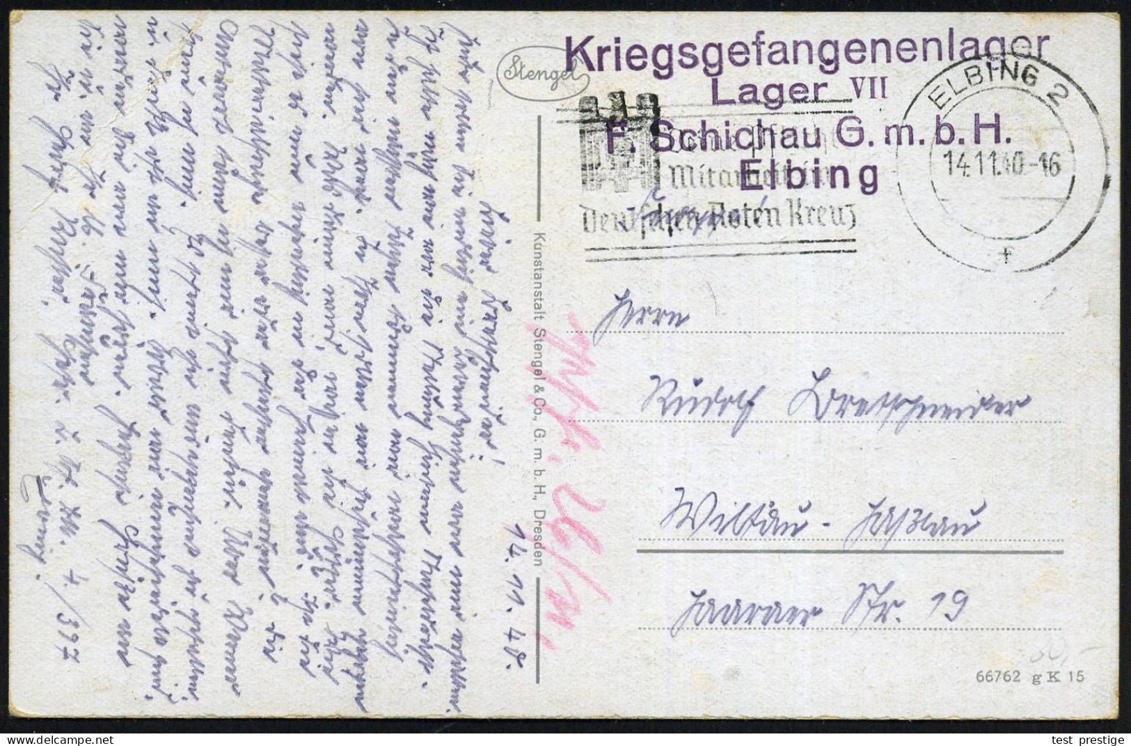 ELBING 2/ F/ Deine Pflicht/ Mitarbeit Im/ Deutschen Roten Kreuz 1940 (14.11.) MWSt + Viol. 4L: Kriegsgefangenen-lager/ L - Maritime