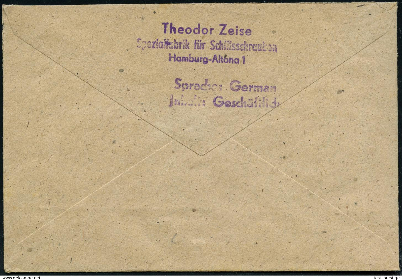 HAMBURG-ALTONA/ Z/ ZEISE PROPELLER 1947 (18.10.) AFS Francotyp "Posthorn" (Firmen-Logo Mit Schiffsschraube) Motivgl. Fir - Marítimo