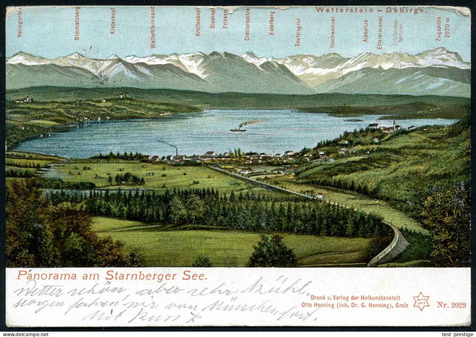 STARNBERG-SCHIFFSPOST/ CI/ *** 1904 (30.7.) 2K-BPA Klar Auf Color-Ausl.-Ak. : Starnberger See N. Baden/N.Österreich, (vs - Schiffahrt