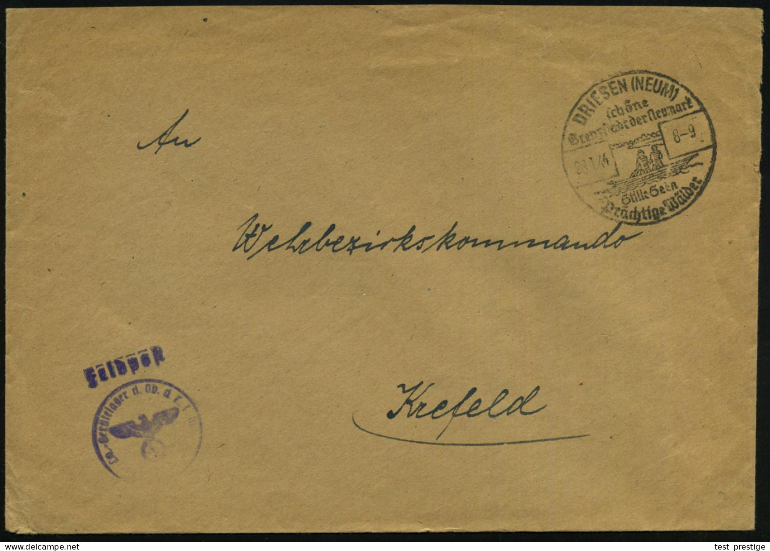 DRIESEN (NEUM)/ ..Grenzstadt D.Neumark/ Stille Seen.. 1944 (28.1.) HWSt = 2 Fischer, Netz Einholend + Viol. HdN: Lw.-Ger - Maritiem