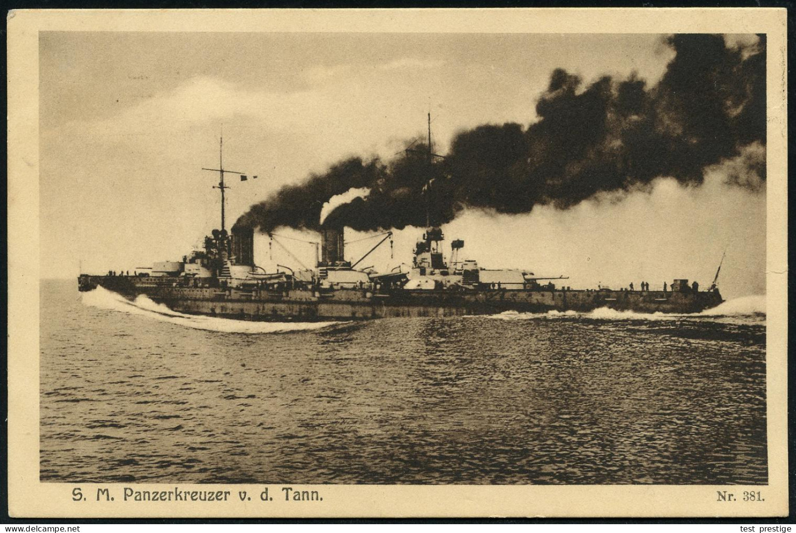 DEUTSCHES REICH 1917 (11.11.) Monochrome Foto-Ak.: S.M. Panzerkreuzer V.d.Tann (= MSP No.38), Schlachtkreuzer , MasStric - Schiffahrt