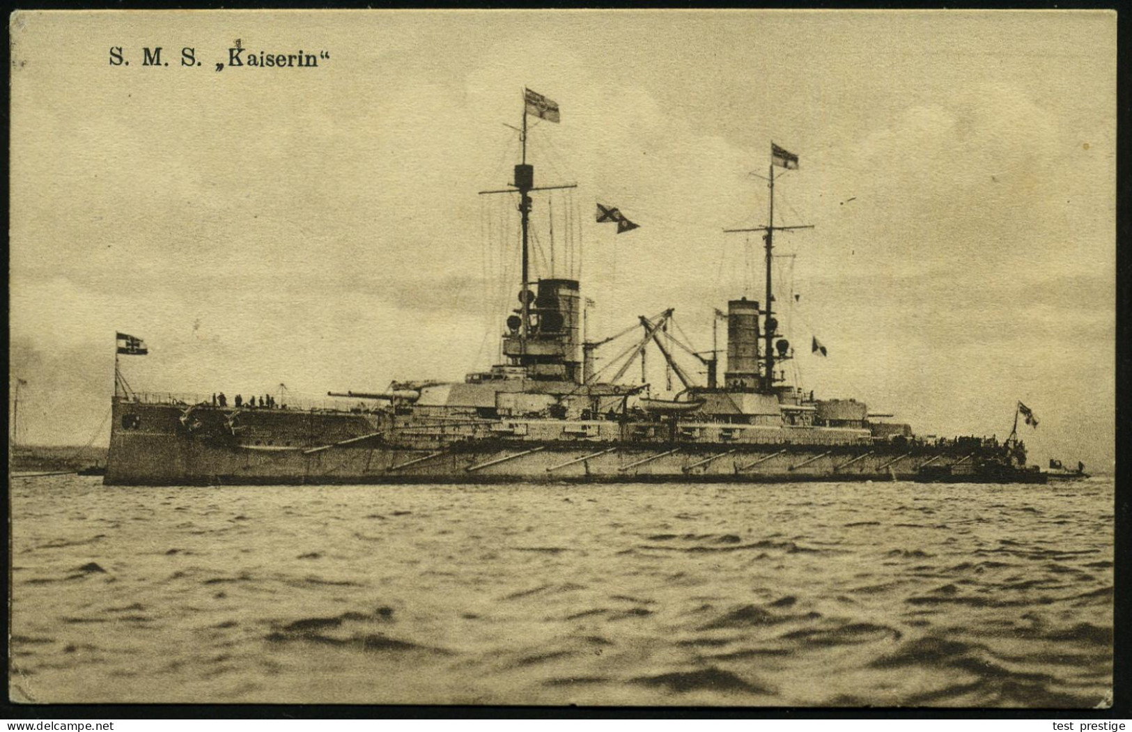 DEUTSCHES REICH 1916 (24.10.) Monochrome Foto-Ak.: S.M.S. "Kaiserin" (= MSP No.83) Linienschiff, III. Geschwader Hochsee - Marítimo