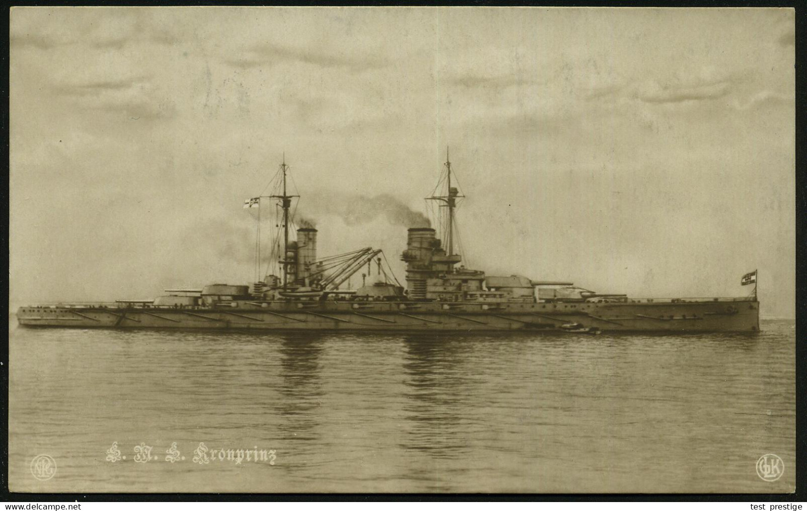 DEUTSCHES REICH 1916 (26.6.) 1K-BPA: KAIS. DEUTSCHE/MARINE-/SCHIFFSPOST/No. 93 = S.M.S. "Kronprinz", Linienschiff, III.  - Maritime