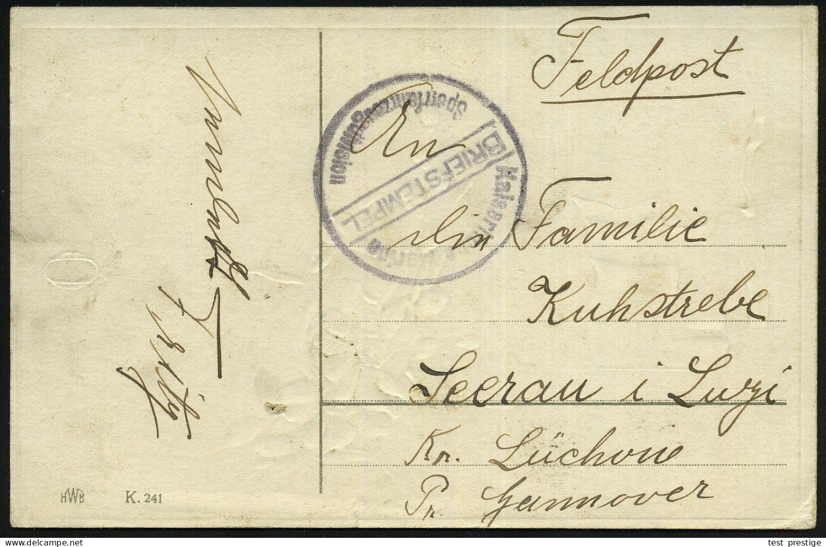 DEUTSCHES REICH 1915 (Ostern) Viol. 1K-Brücken-Briefstempel: Kaiserliche Marine/Sperrfahrzeugdivision , Undatierte, Patr - Maritime