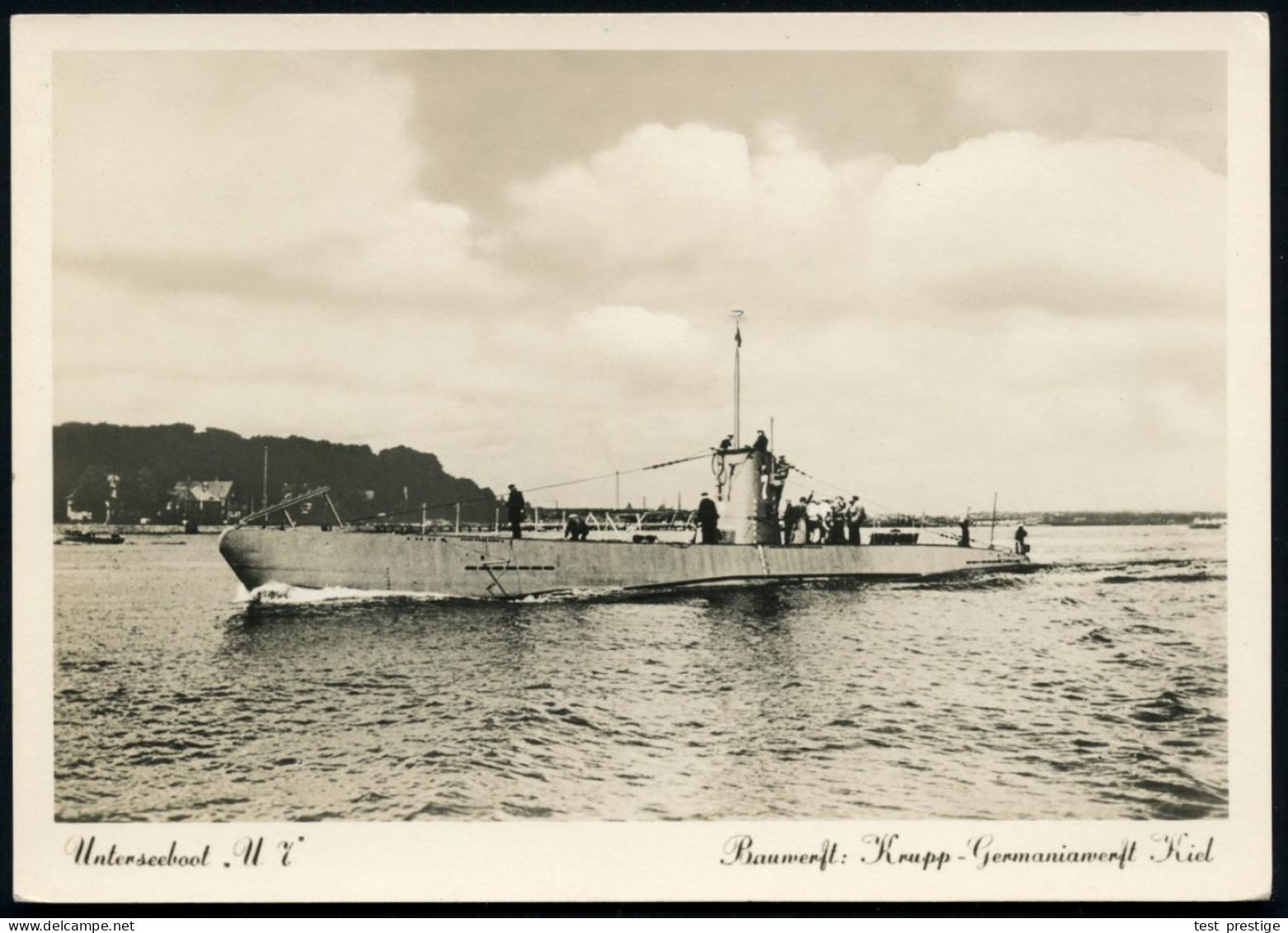 DEUTSCHES REICH 1935 (ca.) S/w.-Foto-Ak.: Unterseeboot "U 1" (Bauwerft Krupp "Germaniawerft" Kiel) Ungebr. (o.Uhv.) - UN - Sous-marins