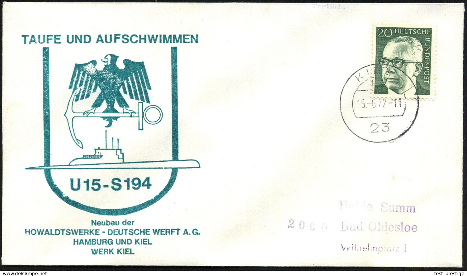 B.R.D. 1967/84 32 verschiedene U-Boot-Briefstempel, dabei sehr viele Taufen/Aufschimmen bzw. Indienststellungen von "U 1