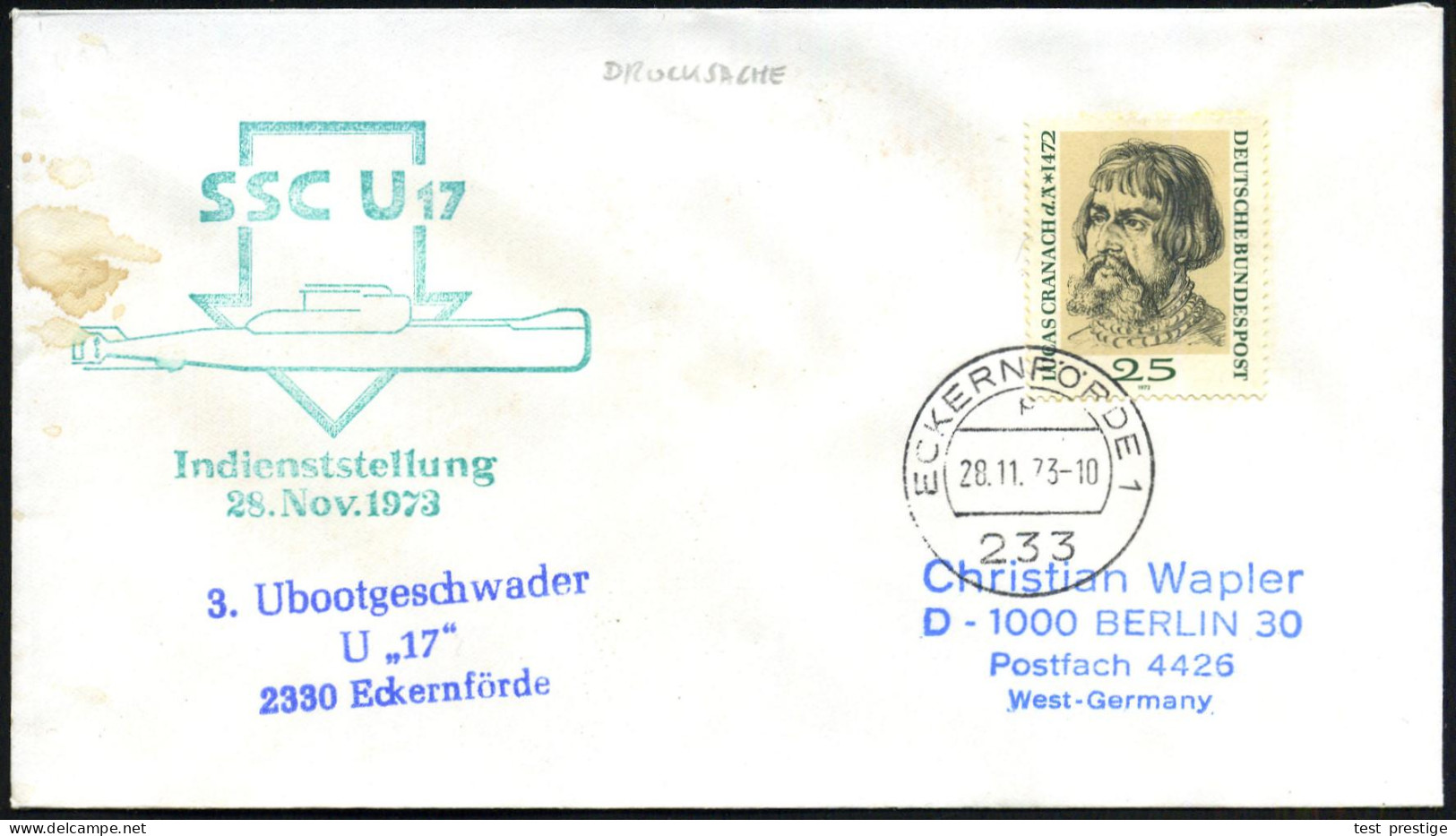 B.R.D. 1967/84 32 verschiedene U-Boot-Briefstempel, dabei sehr viele Taufen/Aufschimmen bzw. Indienststellungen von "U 1