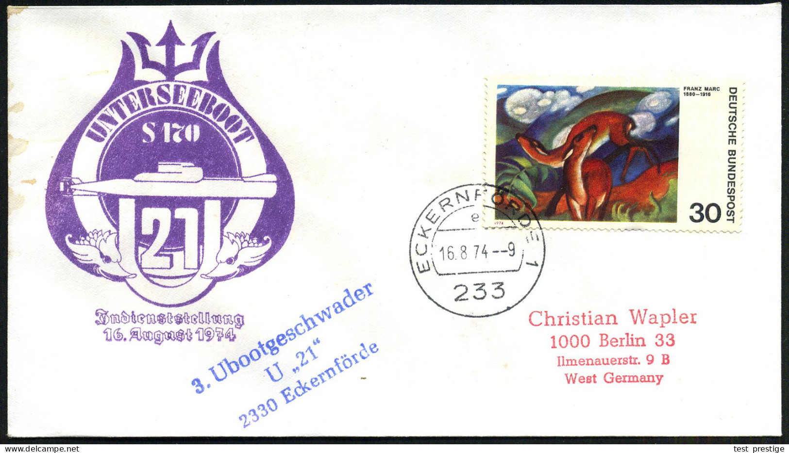 B.R.D. 1967/84 32 verschiedene U-Boot-Briefstempel, dabei sehr viele Taufen/Aufschimmen bzw. Indienststellungen von "U 1