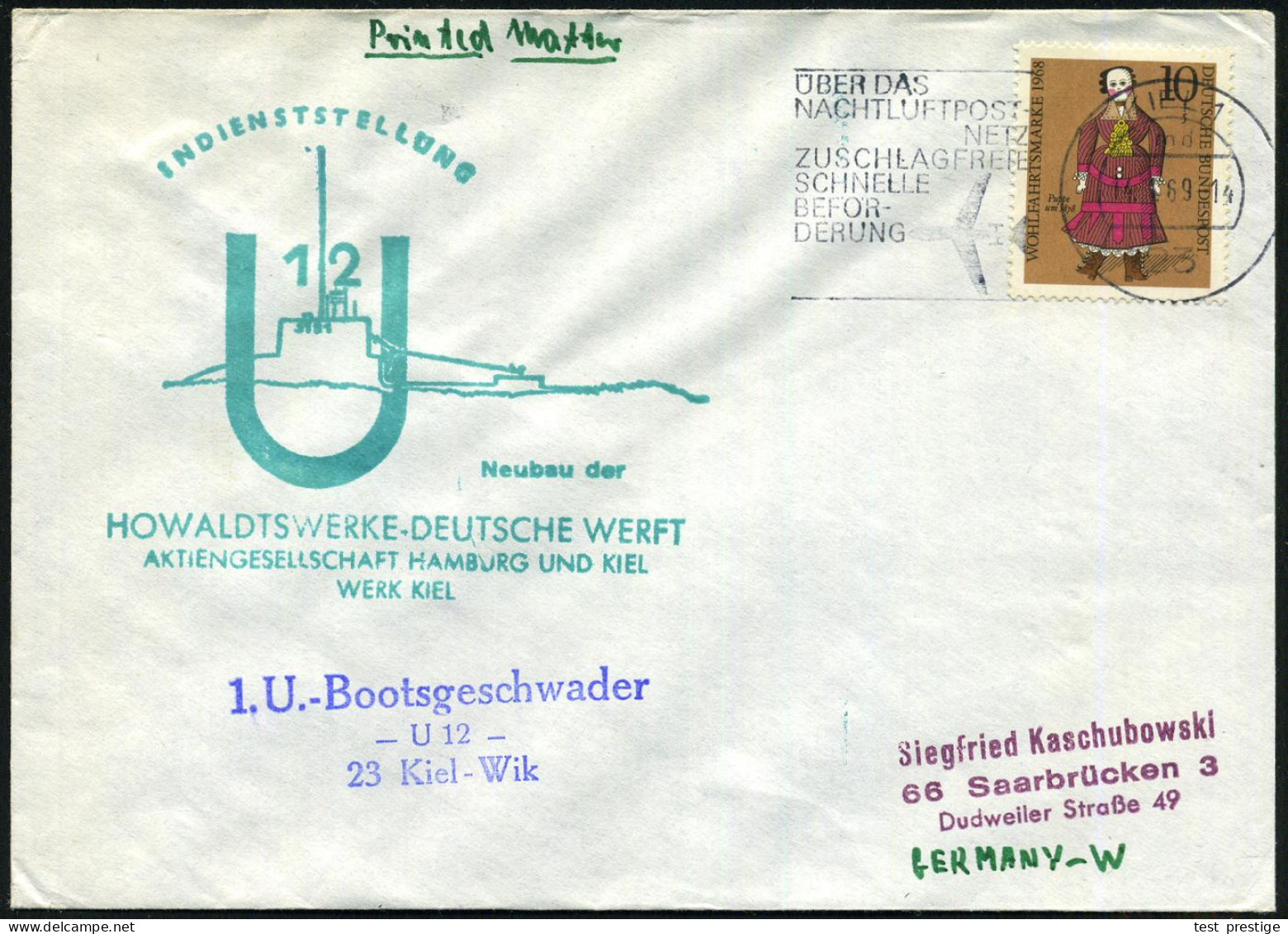 B.R.D. 1967/84 32 verschiedene U-Boot-Briefstempel, dabei sehr viele Taufen/Aufschimmen bzw. Indienststellungen von "U 1