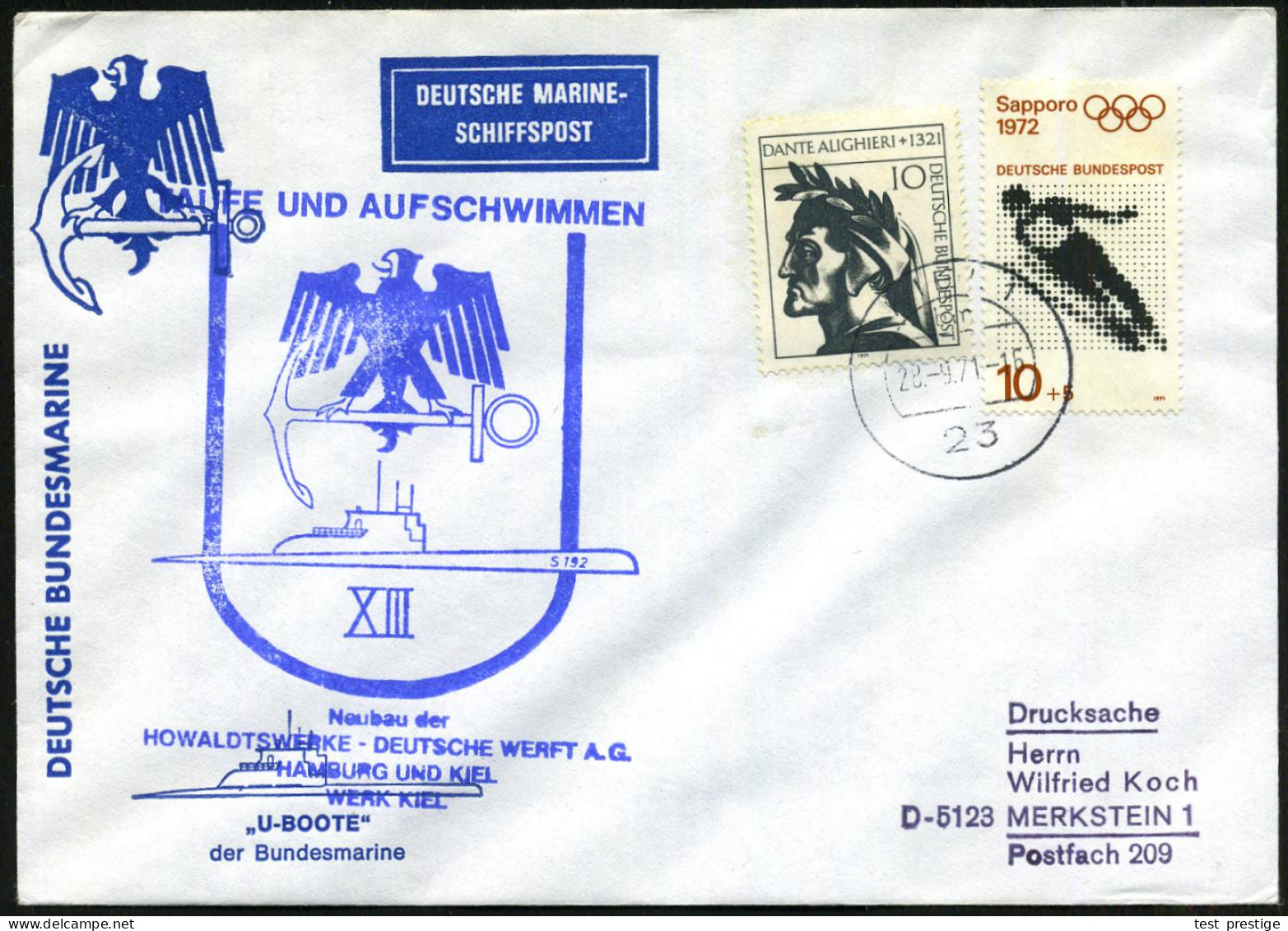 B.R.D. 1967/84 32 verschiedene U-Boot-Briefstempel, dabei sehr viele Taufen/Aufschimmen bzw. Indienststellungen von "U 1