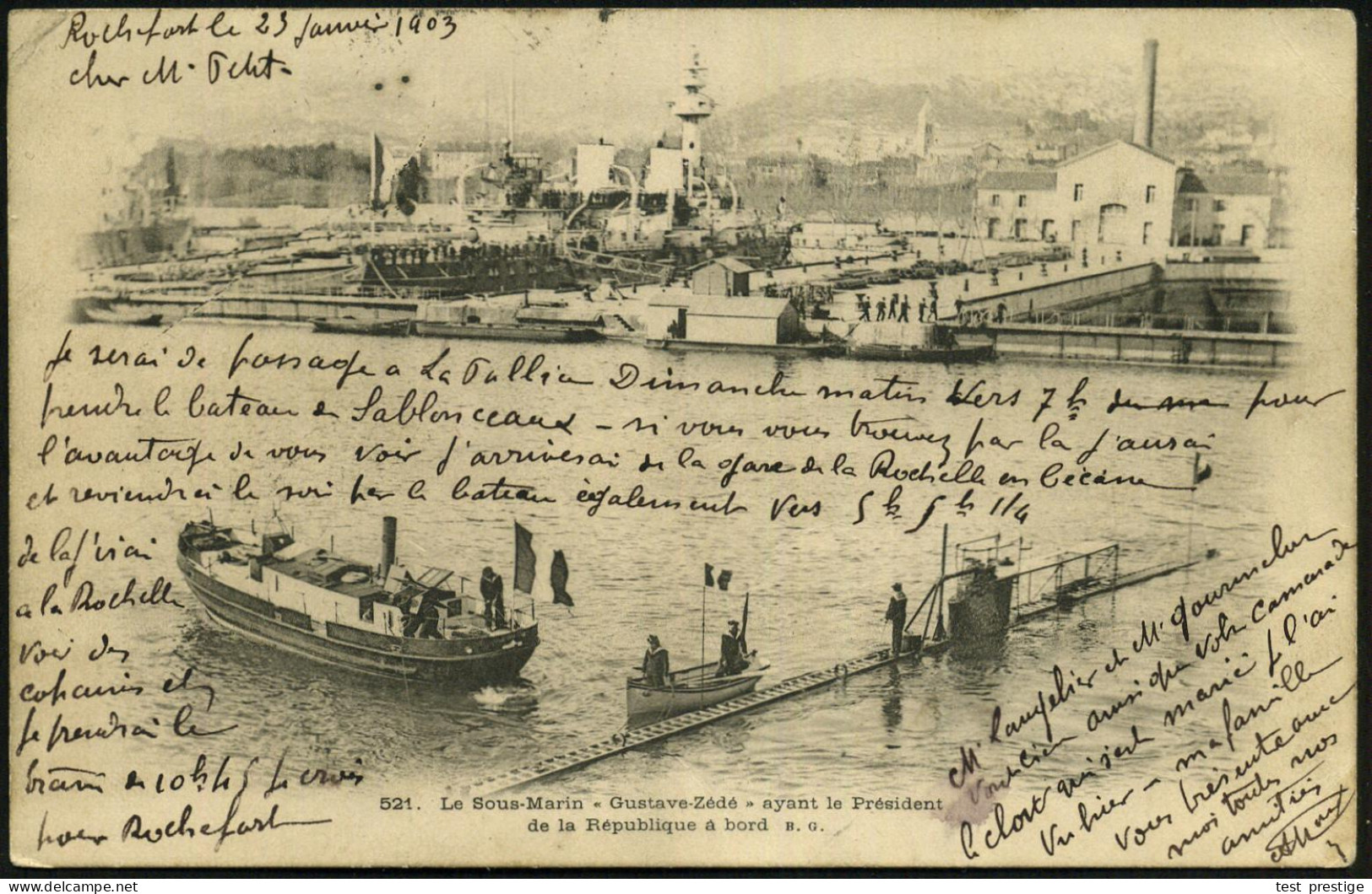 FRANKREICH 1900/18 (7.10.) 6 Verschiedene S/w.-Foto-Ak. U-Boote: "Gay-Lusac", "Germinal", "Gnome", "Gustave Zédé" U. 2x  - Submarines