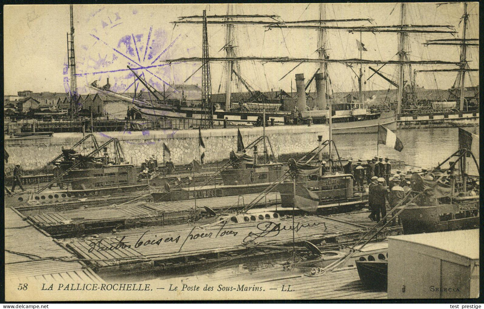 FRANKREICH 1905/14 4 Verschiedene S/w.-Foto-Ak.: U-Boot-Hafen La Pallice - Rochefort Mit Div. U-Booten , 2x Gebr. (1x Al - Submarinos